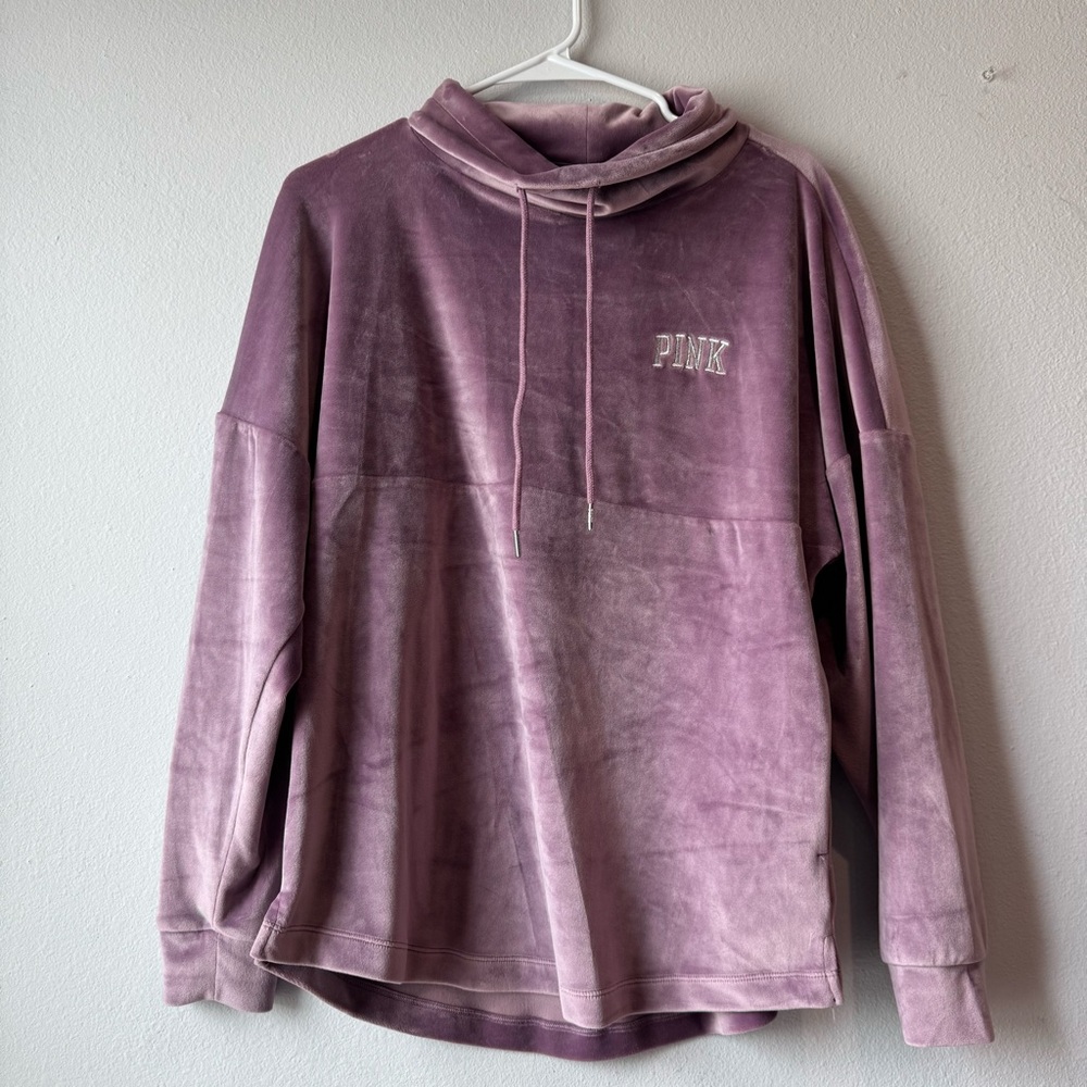 PINK Victoria's Secret Velour Cowl Neck Pullover, Purple - Size XS